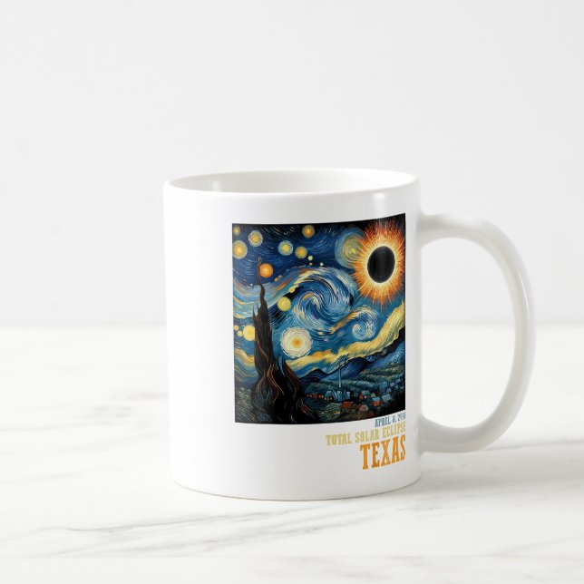 Retro Total Solar Eclipse 2024 Texas För manar kvi Kaffemugg (Höger)