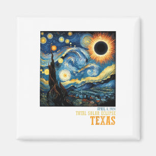 Retro Total Solar Eclipse 2024 Texas För manar kvi Magnet