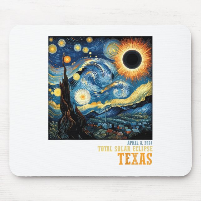 Retro Total Solar Eclipse 2024 Texas För manar kvi Musmatta (Framsidan)