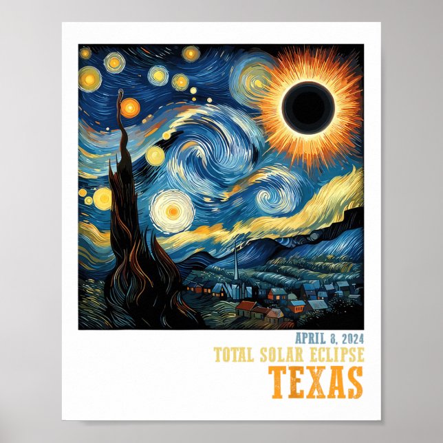 Retro Total Solar Eclipse 2024 Texas För manar kvi Poster (Framsidan)