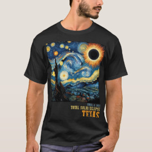 Retro Total Solar Eclipse 2024 Texas För manar kvi T Shirt