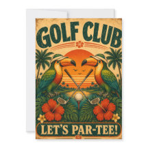 Retro Toucan Golfklubb Födelsedagsinbjudan