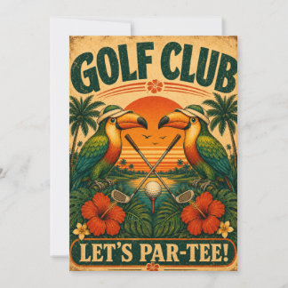 Retro Toucan Golfklubb Födelsedagsinbjudan Inbjudningar