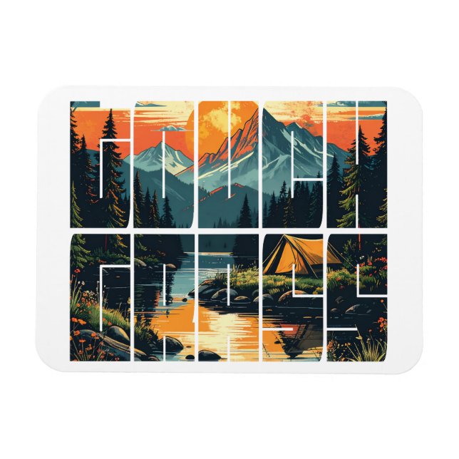 Retro Touch Grass Utomhus Typografi Magnet (Horisontell)