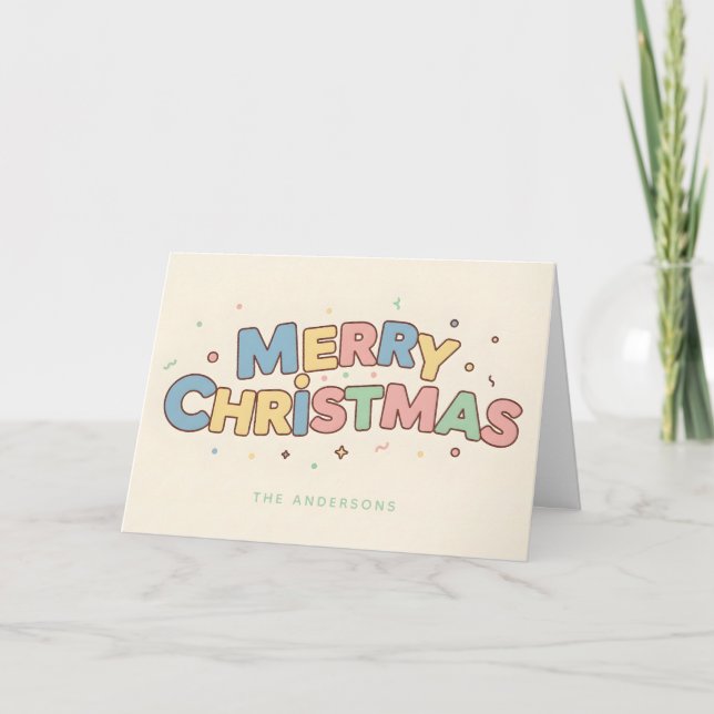 Retro Toyland Script God Jul Helgkort (Framsida)