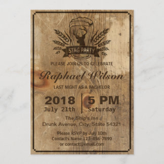 Retro Trä Öl & Svensexa Sällskapskort Inbjudningar