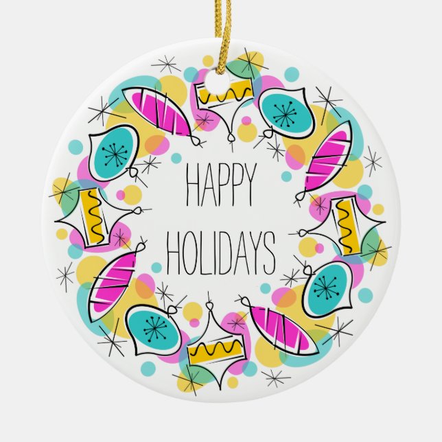 Retro Träd Baubles Circle Helgdagars ornament rund (Framsidan)