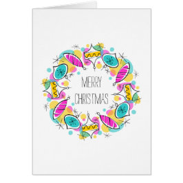 Retro Träd Baubles Circle jul inuti texten Hälsningskort