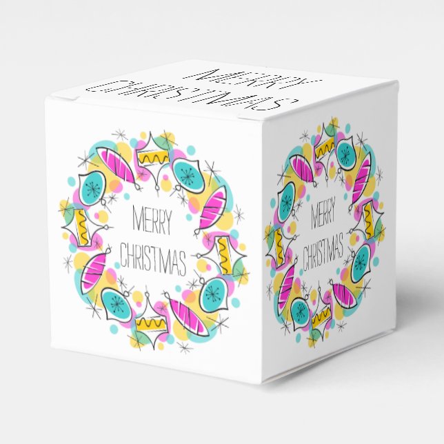 Retro Träd Baubles Circle julklapp Presentaskar (Framsidan Sidan)