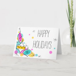 Retro Träd Baubles Corner Helgdagar hälsning kort