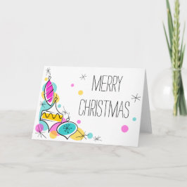 Retro Träd Baubles Corner-julhälsningskort Helgkort