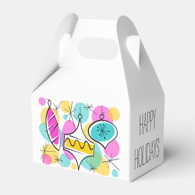 Retro Träd Baubles Glad helg gable Presentaskar (Baksidan Sidan)