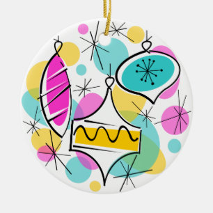 Retro Träd Baubles God jul ornament runtom