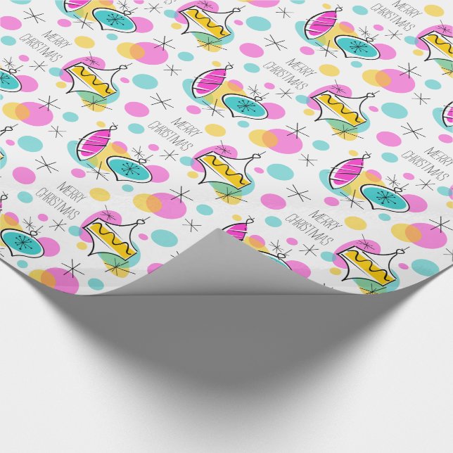 Retro Träd Baubles God jul som omsluter pappert Presentpapper (Hörn)