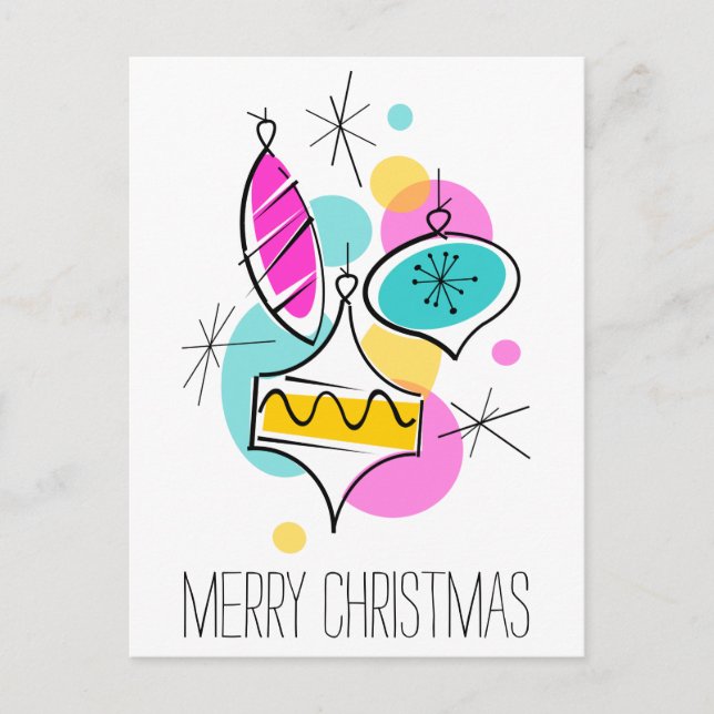 Retro Träd Baubles Group lodrät jul Helg Vykort (Framsida)