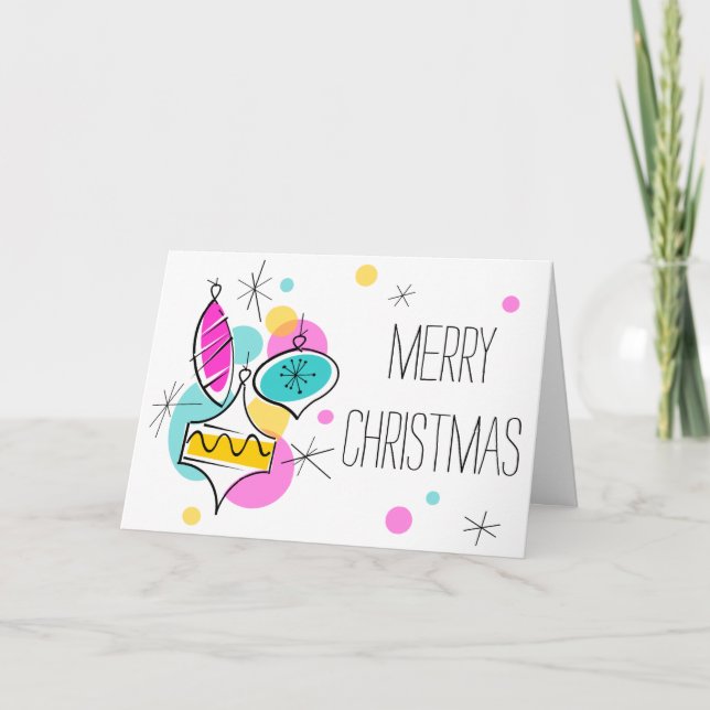 Retro Träd Baubles Grupp jul i texten Helgkort (Framsida)