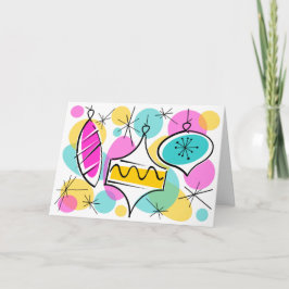 Retro Träd Baubles i textkortet Helgkort