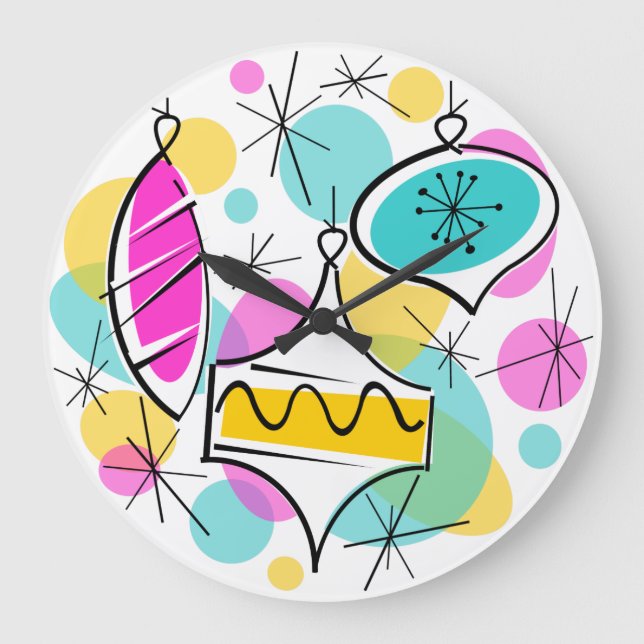 Retro Träd Baubles klocka (Framsida)