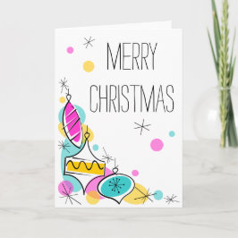 Retro Träd Baubles lodrät Corner God Jul Helgkort