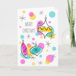 Retro Träd Baubles lodrät jul Helgkort