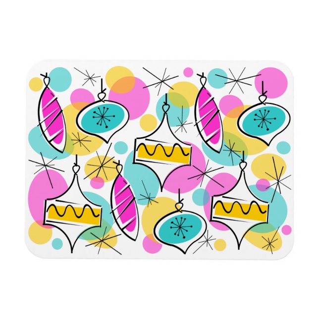 Retro Träd Baubles Multi Flexible magnet (Horisontell)