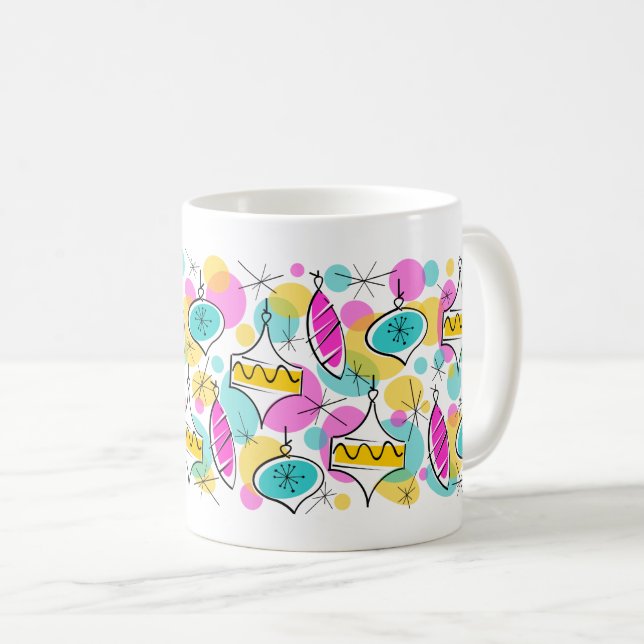 Retro Träd Baubles Multi mugg (Framsida höger)