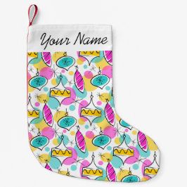 Retro Träd Baubles Multi Namn lagrar rött bakåt Liten Julstrumpa