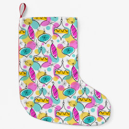 Retro Träd Baubles Multi-stockning red back Liten Julstrumpa