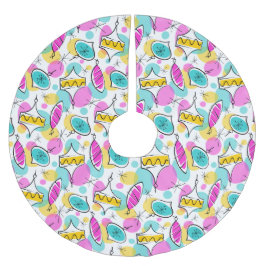 Retro Träd Baubles Multi träd skirt Julgransmatta Borstad Polyester