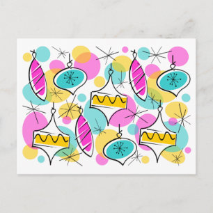 Retro Träd Baubles Multi vycard Vykort