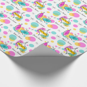 Retro Träd Baubles Namn-emballering papper Presentpapper