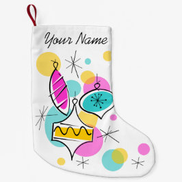 Retro Träd Baubles Namn stockning 2 sid Liten Julstrumpa