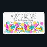 Retro Träd Baubles - stor juletikett Fraktsedel<br><div class="desc">En roligt,  festlig utformning av snyggten med en reflektion inspirerad av glasbubblor från mitten av århundradet och färgad ljus som dekorerade mitt barndomsår Julgranar. Ett anpassade som du kan anpassa med egen text,  bilder och egna idéer. En originalbild för digital konst skapat av Jess Perry på QuirkyChic Retro.</div>