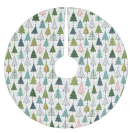 Retro Träd Julgransmatta Borstad Polyester