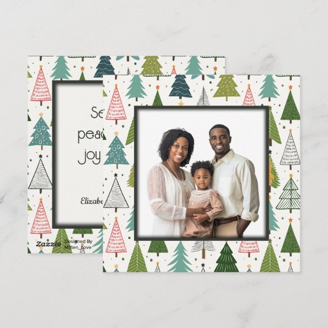 Retro Träd Julkort (Fram/baksida)