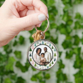 Retro Träd Rund Silverfärgad Nyckelring