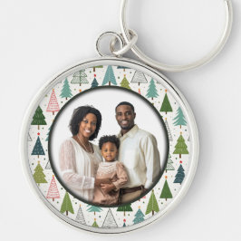 Retro Träd Rund Silverfärgad Nyckelring