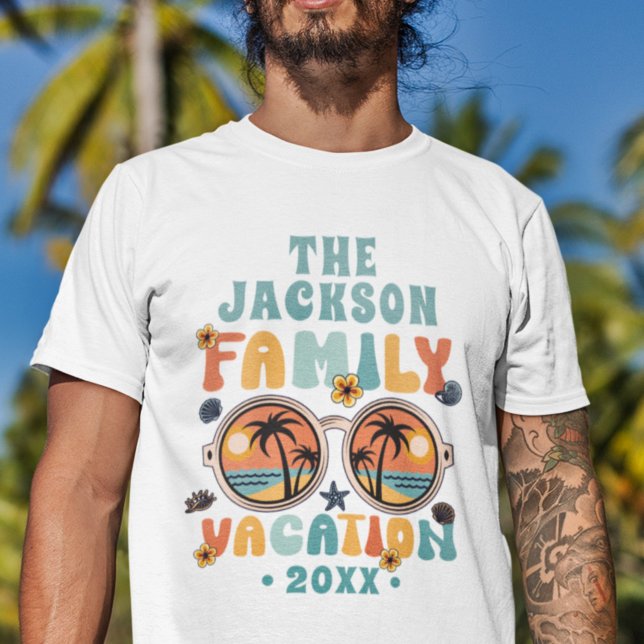 Retro träd sunglass groovy (familjeterester) t shirt (Skapare uppladdad)