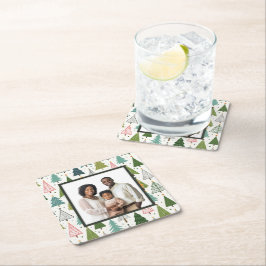 Retro Träd Underlägg Papper Kvadrat