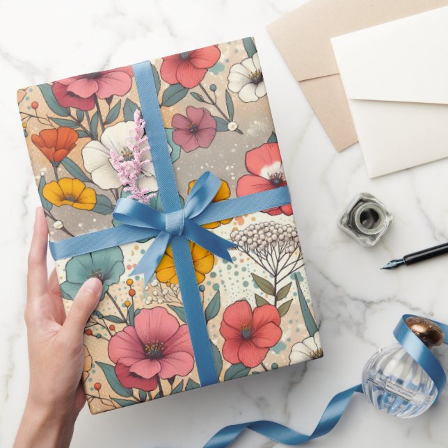 Retro Trädgårdsblomning Presentpapper (Gifting)
