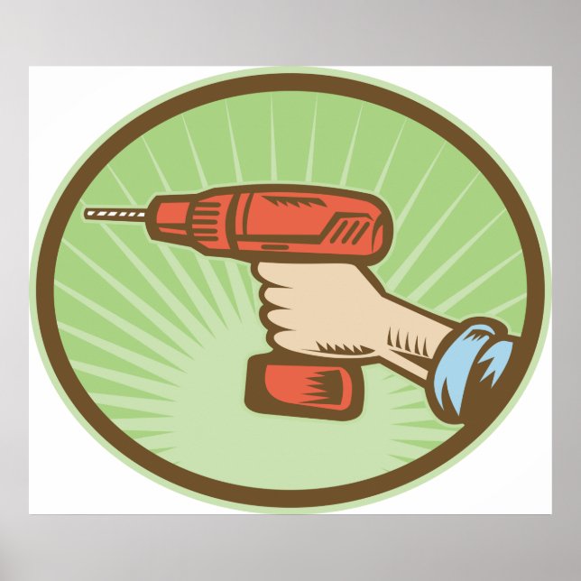 Retro trådlös borrning poster (Framsidan)