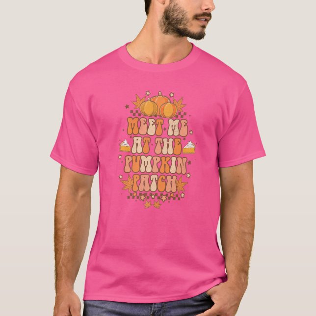 Retro träffade mig på Pumpkin Patch Fall Harvest T Shirt (Framsida)