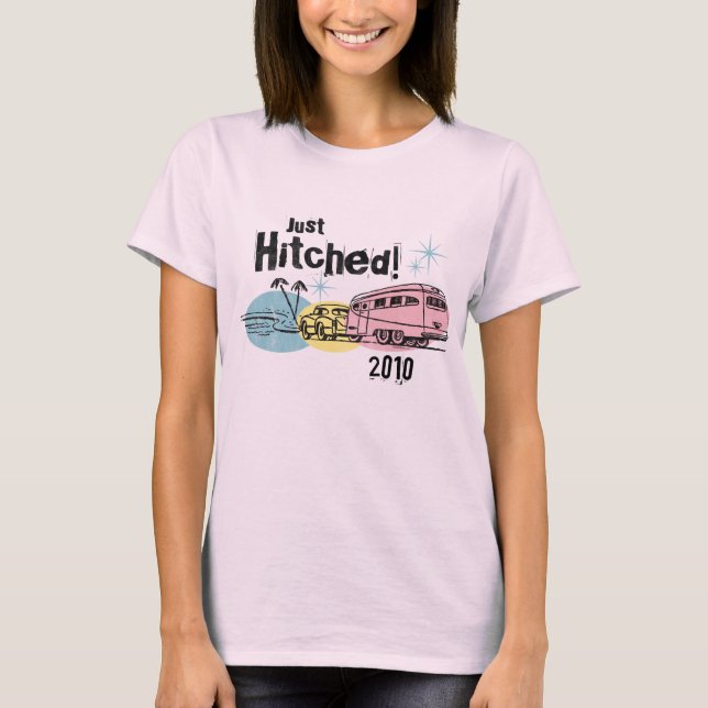 Retro Trailer Hitched Personlig T-Shirt (Framsida)