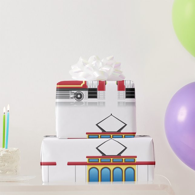 Retro Tram Illustration Presentpapper (Skapare uppladdad)