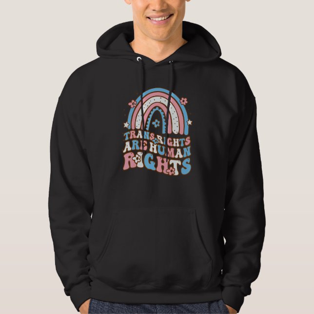 Retro Trans Rights Are Human Rights Conming Out Da Hoodie (Framsida)