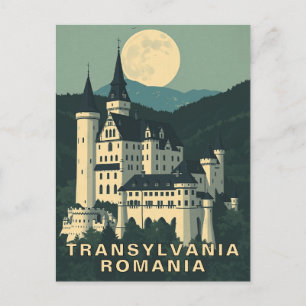 Retro Transsylvanien Rumänien Resa Gotiskt Slott Vykort