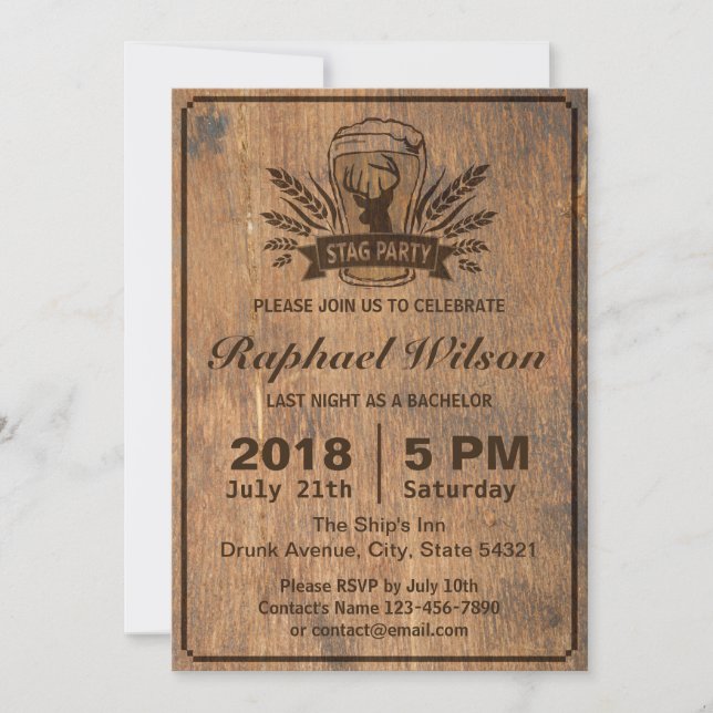 Retro Träöl & Stag Sjungande Kort (Framsida)