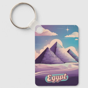 Retro Travel 80s Synthwave Ancient Egypten Pyramid Nyckelring
