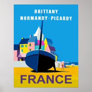 Retro Travel-affisch för Normandie, Frankrike Poster