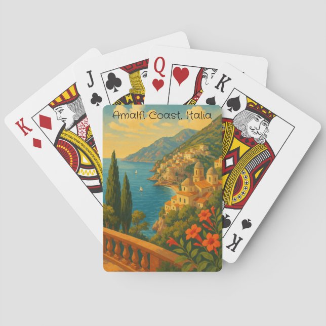 Retro Travel Amalfi Coast Italia Casinokort (Baksidan)